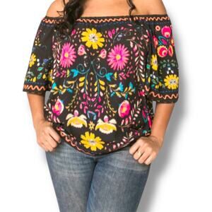 41. 5/$20 Flying Tomato Off-Shoulder Boho Floral Top – Size Large
